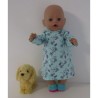 hoodiejurk blauw bloemen  baby born 43cm