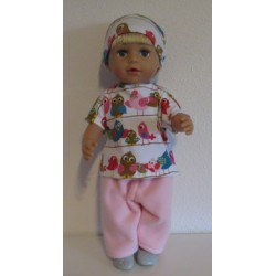 complete set roze met vogels wit baby born 43cm