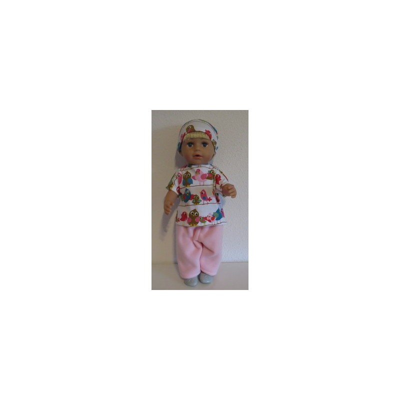complete set roze met vogels wit baby born 43cm