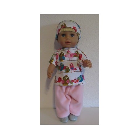 complete set roze met vogels wit baby born 43cm