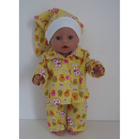 pyjama geel konijnen baby born 43cm