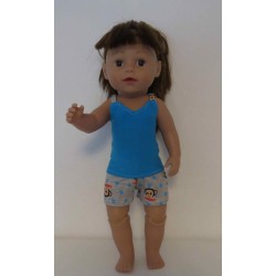 zomerpyjama blauw apen baby born 43cm
