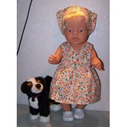 strandjurk oranje gebloemd baby born 43cm