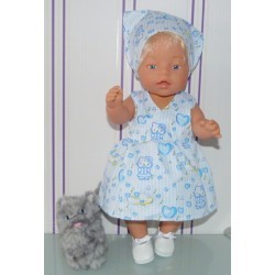 strandjurk hello kitty blauw hartjes baby born 43cm