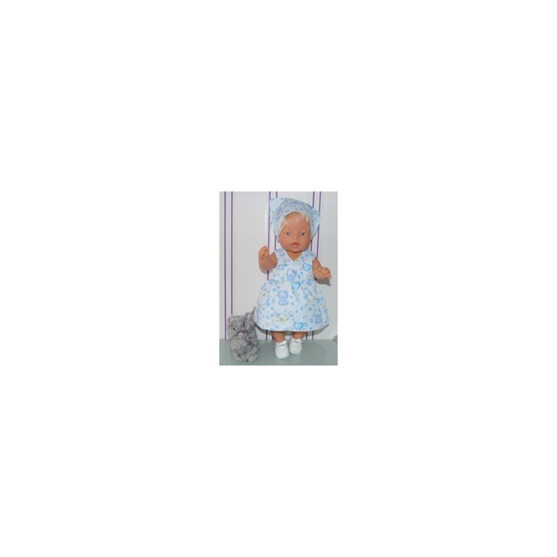 strandjurk hello kitty blauw hartjes baby born 43cm