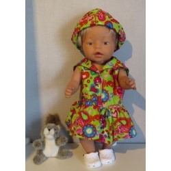 matrozenjurk groen vlinder en bloemen baby born 43cm