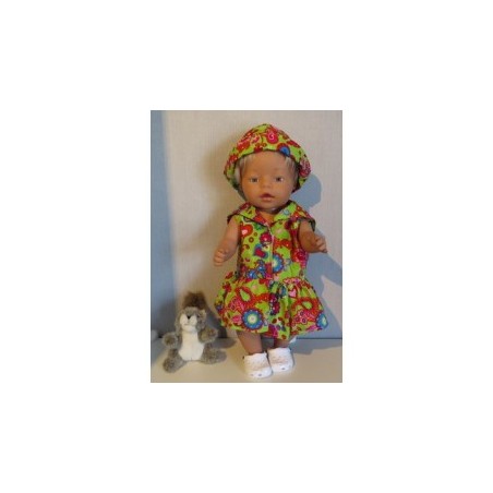 matrozenjurk groen vlinder en bloemen baby born 43cm