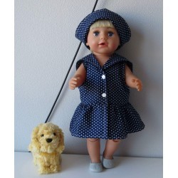 matrozenjurk donker blauw sterren baby born 43cm