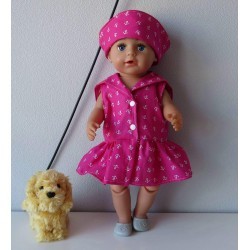 matrozenjurk roze ankers baby born 43cm