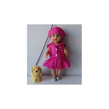 matrozenjurk roze ankers baby born 43cm