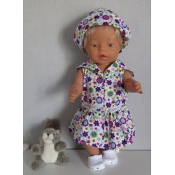 matrozenjurk paarse bloemen baby born 43cm