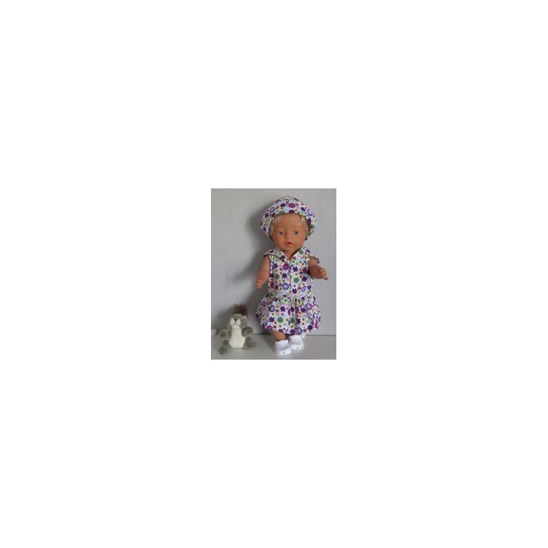 matrozenjurk paarse bloemen baby born 43cm