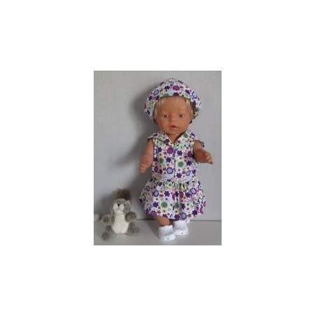 matrozenjurk paarse bloemen baby born 43cm