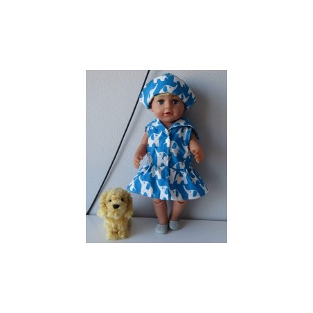 matrozenjurk blauw olifanten  baby born 43cm