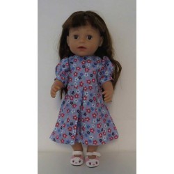 nettejurk blauw met bloemen baby born 43cm