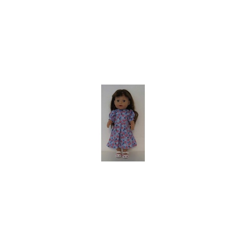 nettejurk blauw met bloemen baby born 43cm