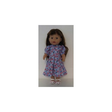 nettejurk blauw met bloemen baby born 43cm