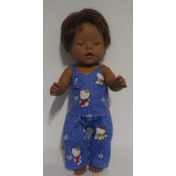 pyjama hello kitty blauw stippen  baby born 43cm