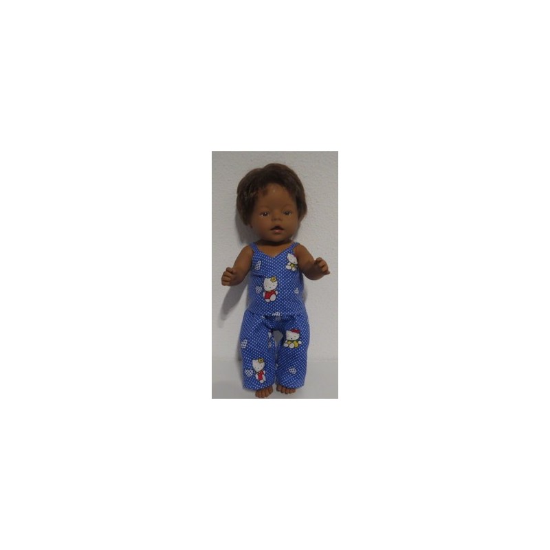 pyjama hello kitty blauw stippen  baby born 43cm