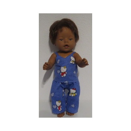 pyjama hello kitty blauw stippen  baby born 43cm