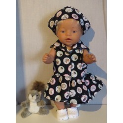 matrozenjurk zwart dieren baby born 43cm