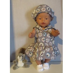 matrozenjurk grijs dieren baby born 43cm