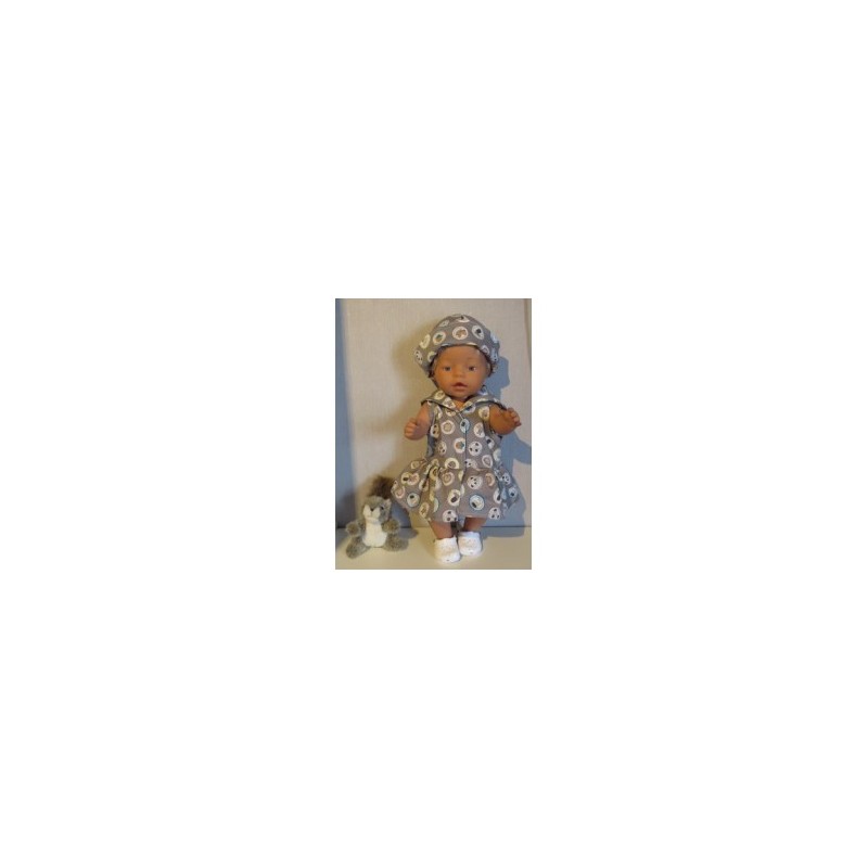 matrozenjurk grijs dieren baby born 43cm