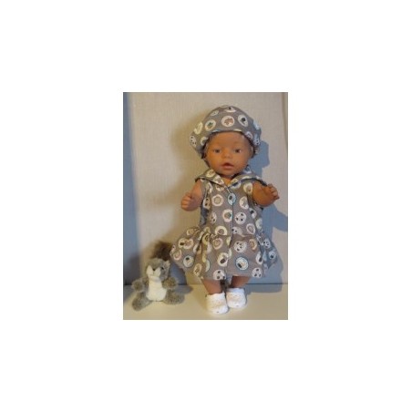 matrozenjurk grijs dieren baby born 43cm