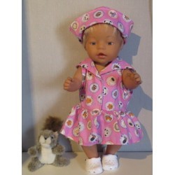 matrozenjurk roze dieren baby born 43cm