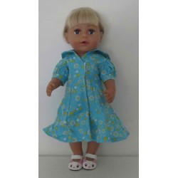 nettejurk blauw met bloemen geel baby born 43cm