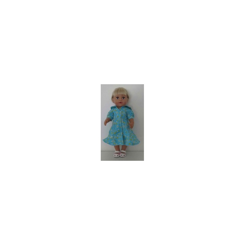nettejurk blauw met bloemen geel baby born 43cm