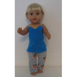pyjama blauw apen baby born 43cm