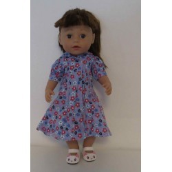nettejurk blauw met bloemen baby born 43cm