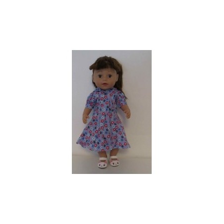 nettejurk blauw met bloemen baby born 43cm
