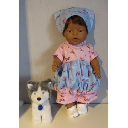 ballonjurk setje roze met blauw strikjes baby born 43cm
