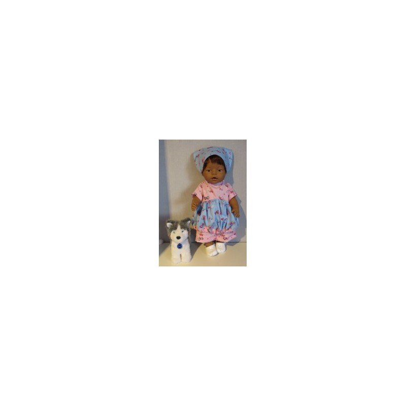 ballonjurk setje roze met blauw strikjes baby born 43cm