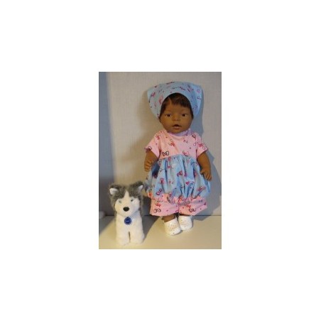 ballonjurk setje roze met blauw strikjes baby born 43cm