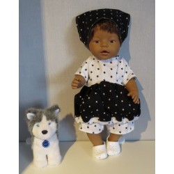 ballonjurk zwart met wit setje baby born 43cm