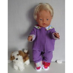 pyjama paars met geblokt baby born 43cm
