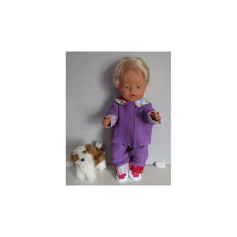 pyjama paars met geblokt baby born 43cm