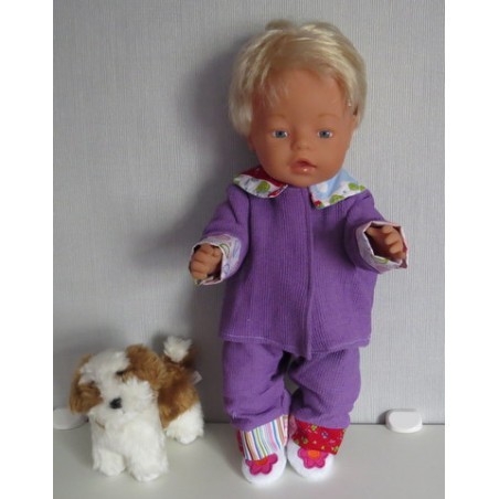 pyjama paars met geblokt baby born 43cm