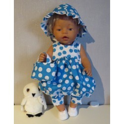 ballonjurk setje aqua blauw polka dots baby born 43cm