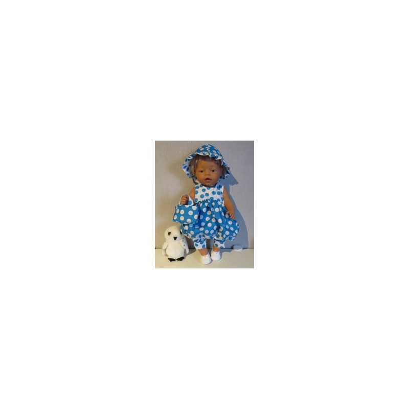 ballonjurk setje aqua blauw polka dots baby born 43cm