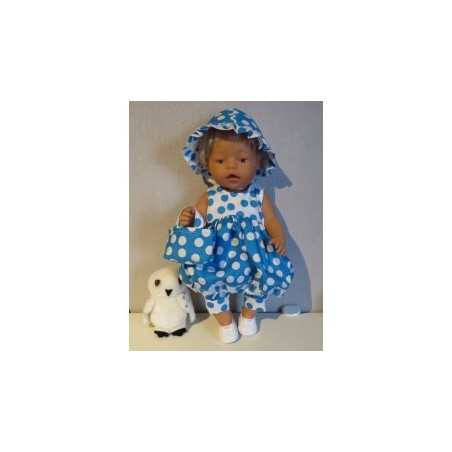 ballonjurk setje aqua blauw polka dots baby born 43cm