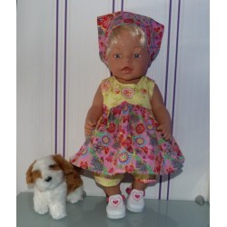 ballonjurk setje roze met geel baby born 43cm