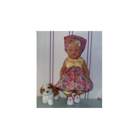 ballonjurk setje roze met geel baby born 43cm