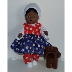 overslagjurk setje rood blauw met bloemen baby born 43cm