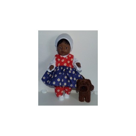 overslagjurk setje rood blauw met bloemen baby born 43cm
