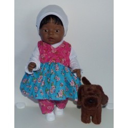 overslagjurk set hipdepip hard roze met blauw  baby born 43cm