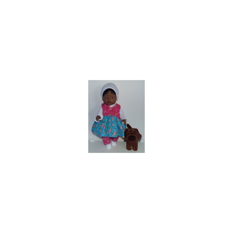 overslagjurk set hipdepip hard roze met blauw  baby born 43cm
